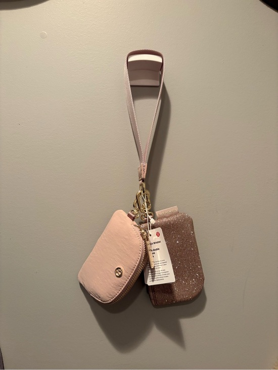 lululemon athletica Accessories - Lululemon Pink Wristlet Keychain Duo with Sparkle Pouch